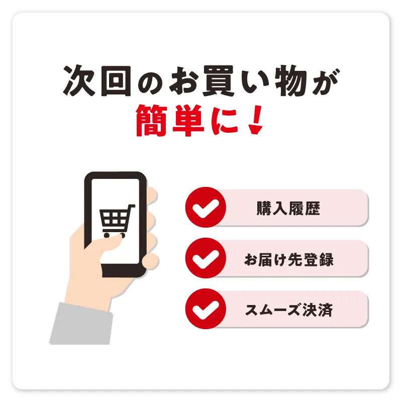 次回のお買い物が手間なく簡単に完了